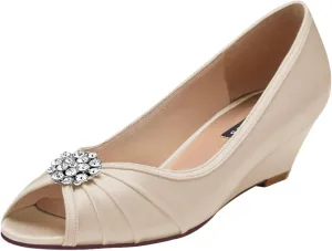 ERIJUNOR Women Comfortable Low Heel Wedges Peep Toe Wedding Shoes