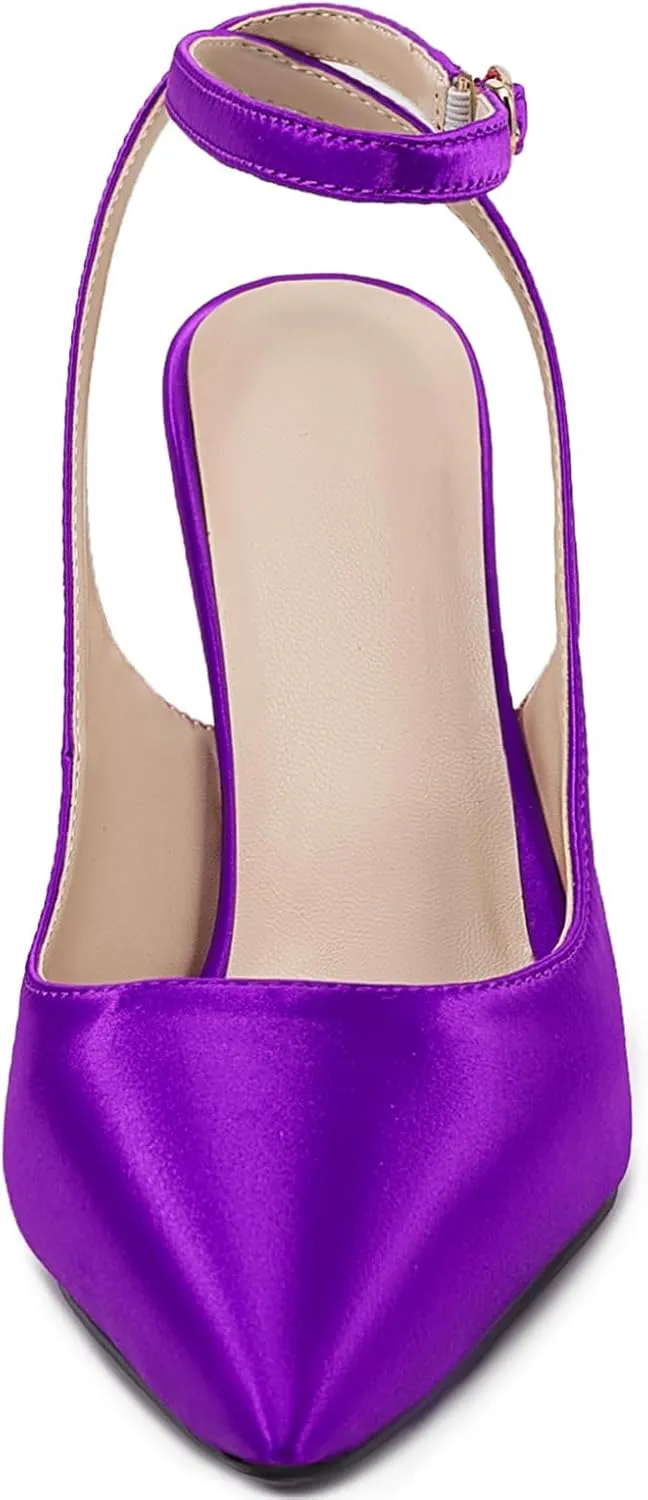 Fashion Pointed Toe Satin Wedges Heeled Sandals for Women