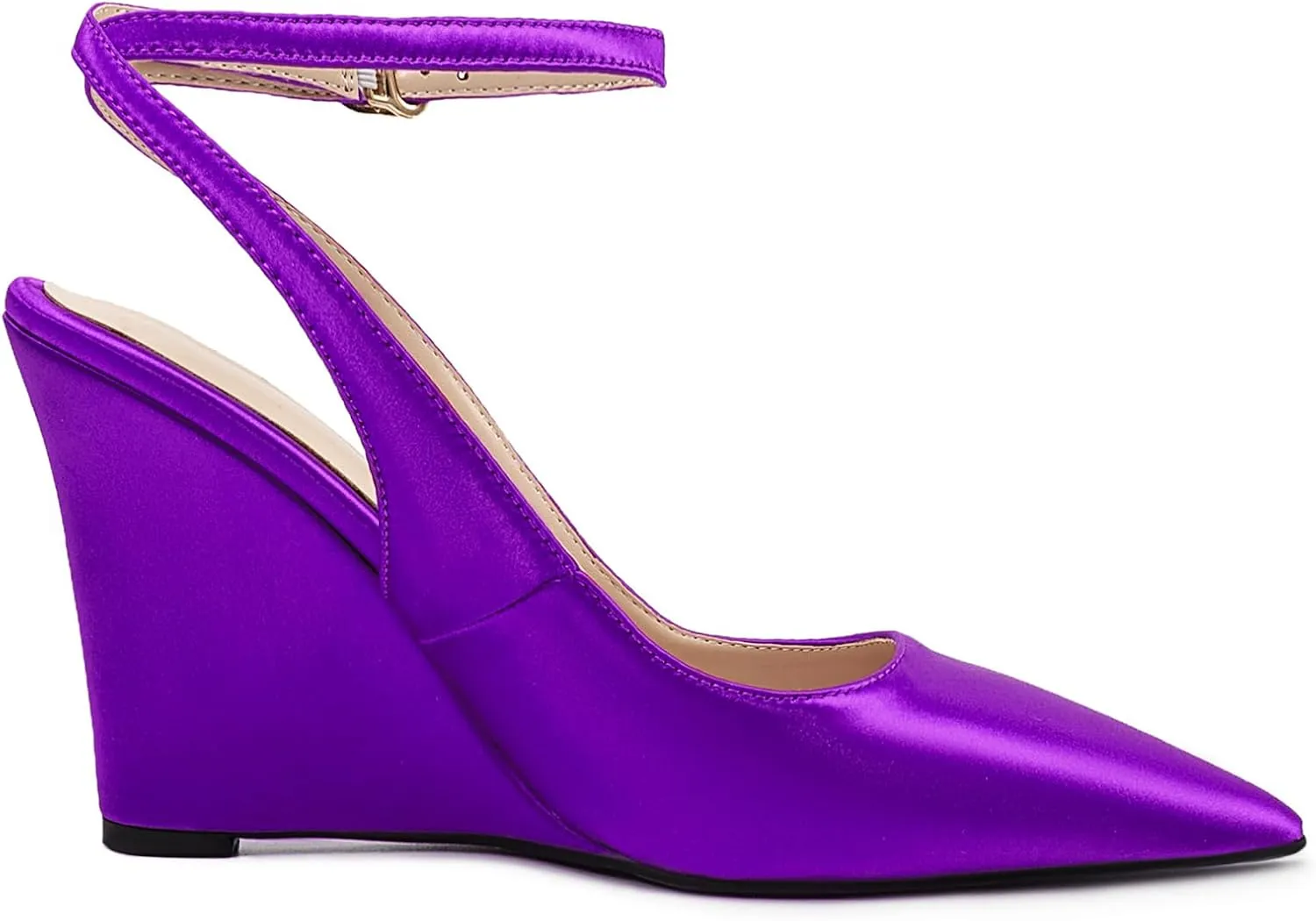 Fashion Pointed Toe Satin Wedges Heeled Sandals for Women