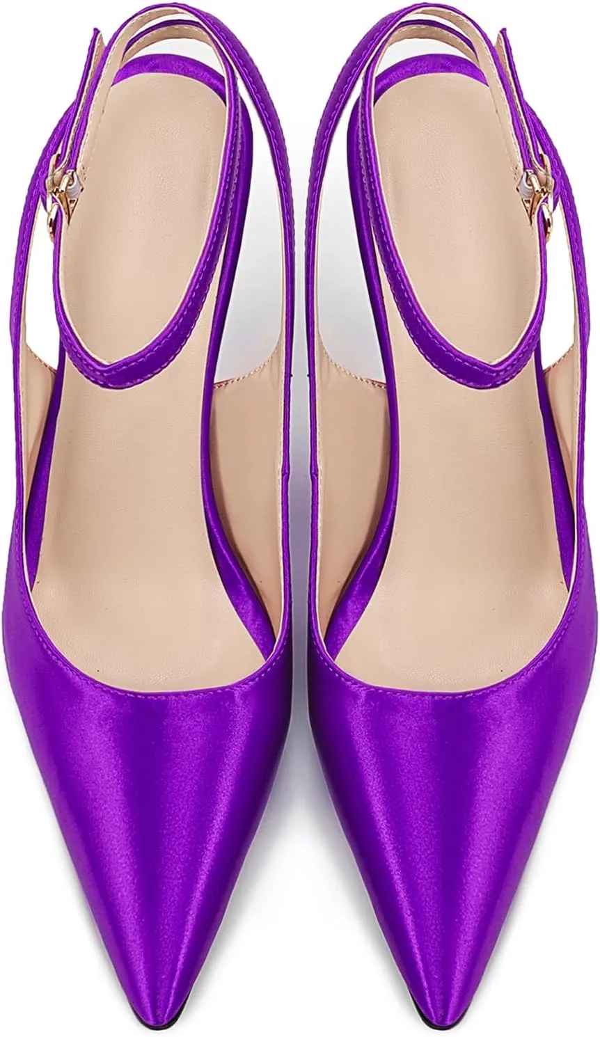 Fashion Pointed Toe Satin Wedges Heeled Sandals for Women