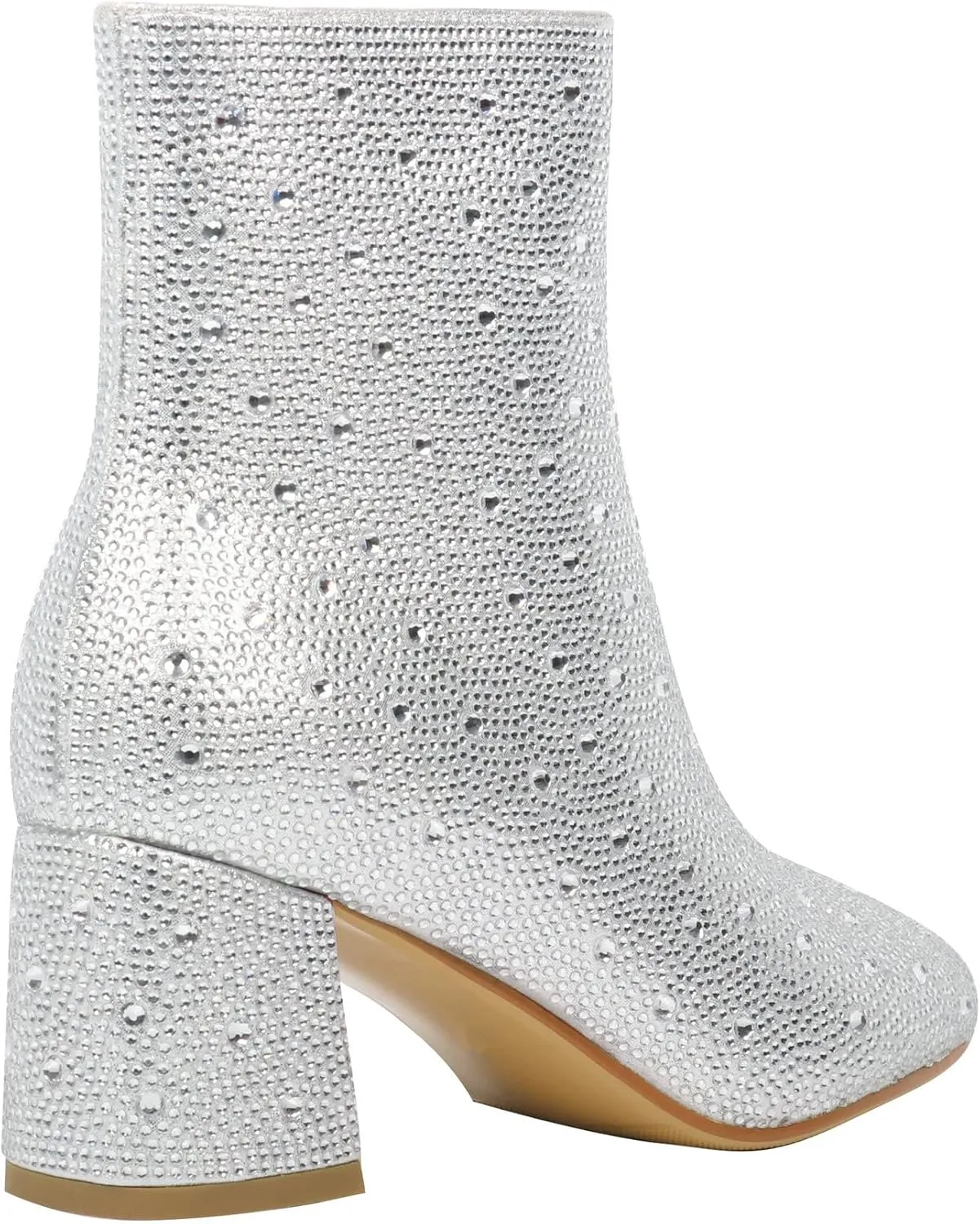 FIFSY Women Sparkly Ankle Boots Sequin Glitter Booties Chunky High Heels