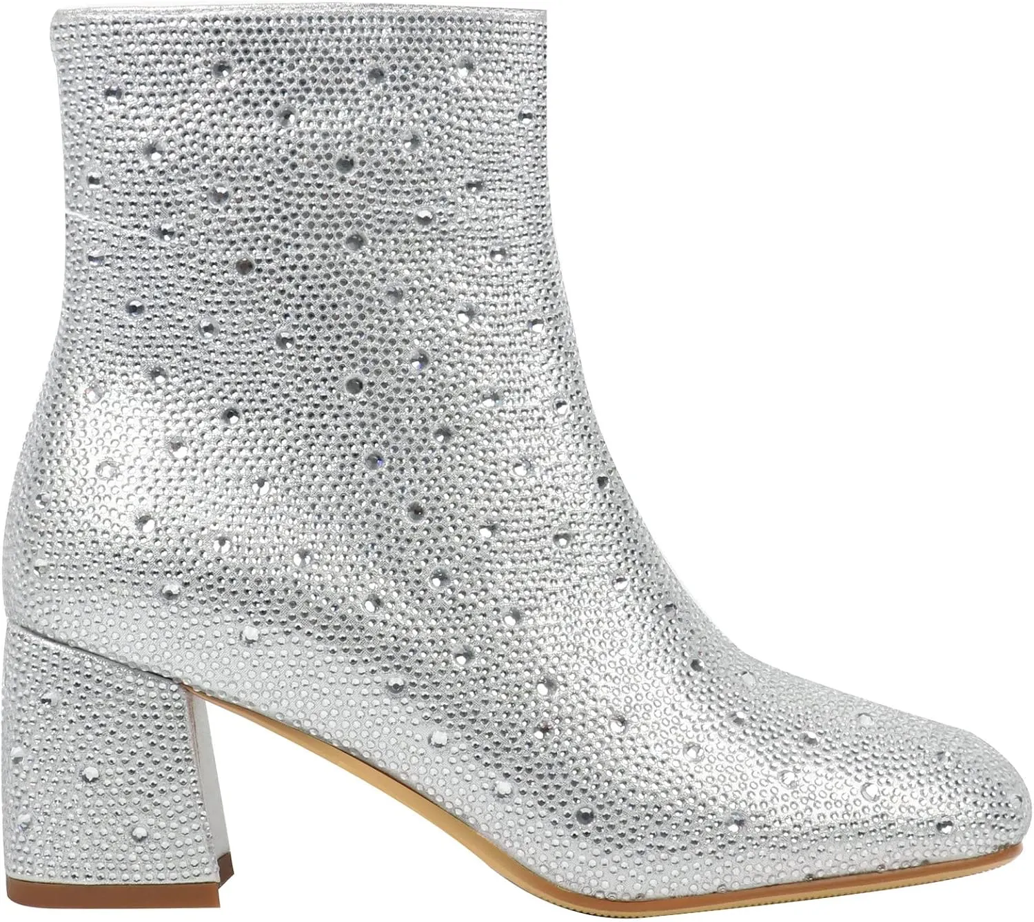 FIFSY Women Sparkly Ankle Boots Sequin Glitter Booties Chunky High Heels