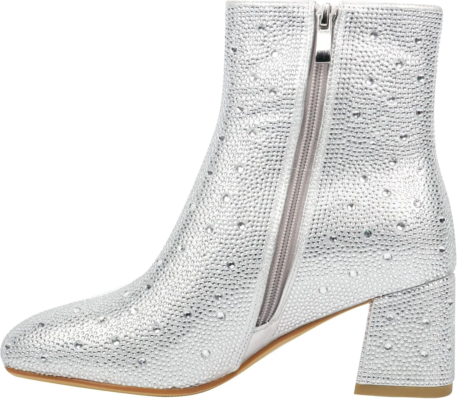 FIFSY Women Sparkly Ankle Boots Sequin Glitter Booties Chunky High Heels