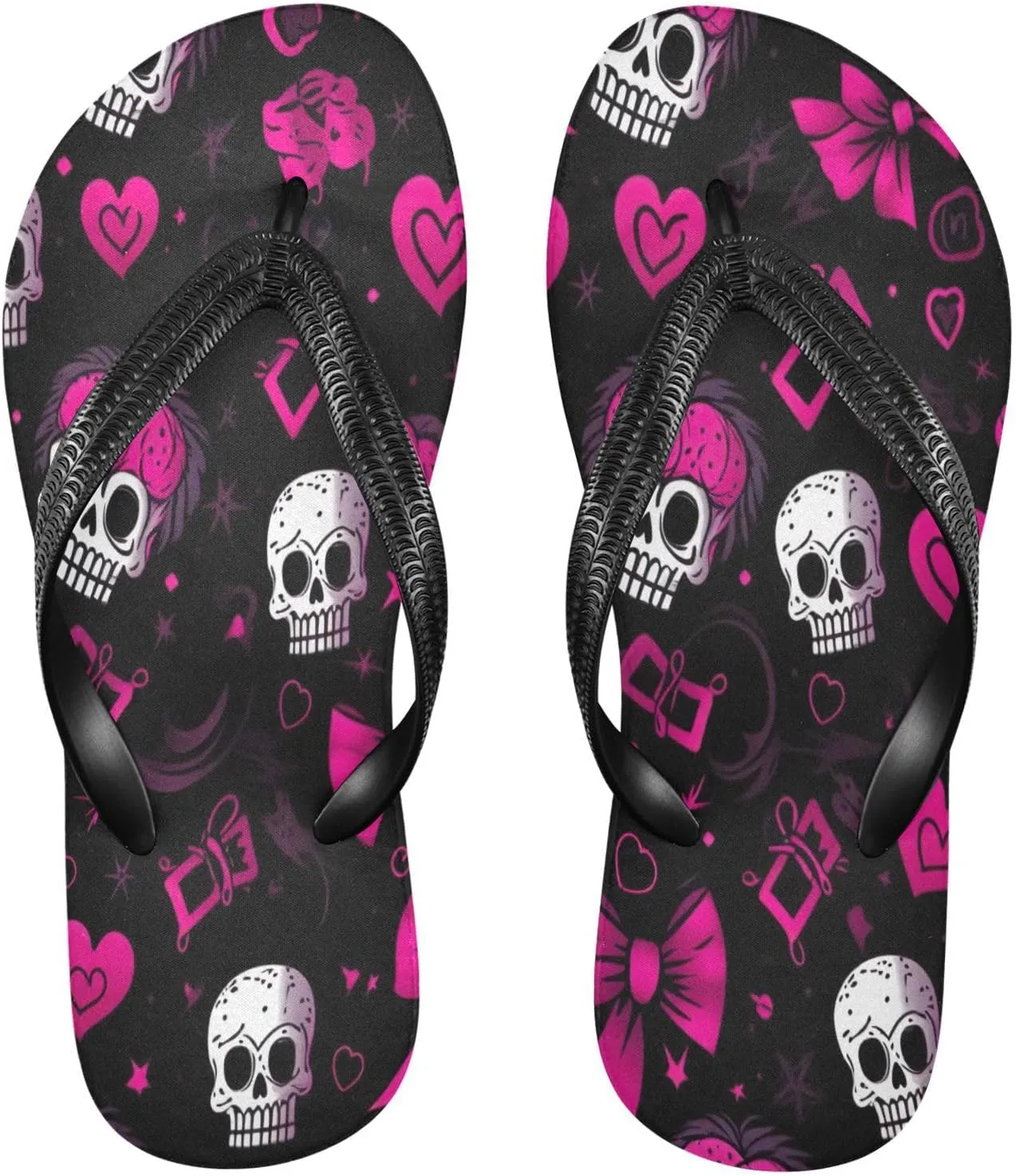 Flip Flop Sandal for Men Women Romantic Skull Summer Thong Sandal Beach Water Shoes,XS