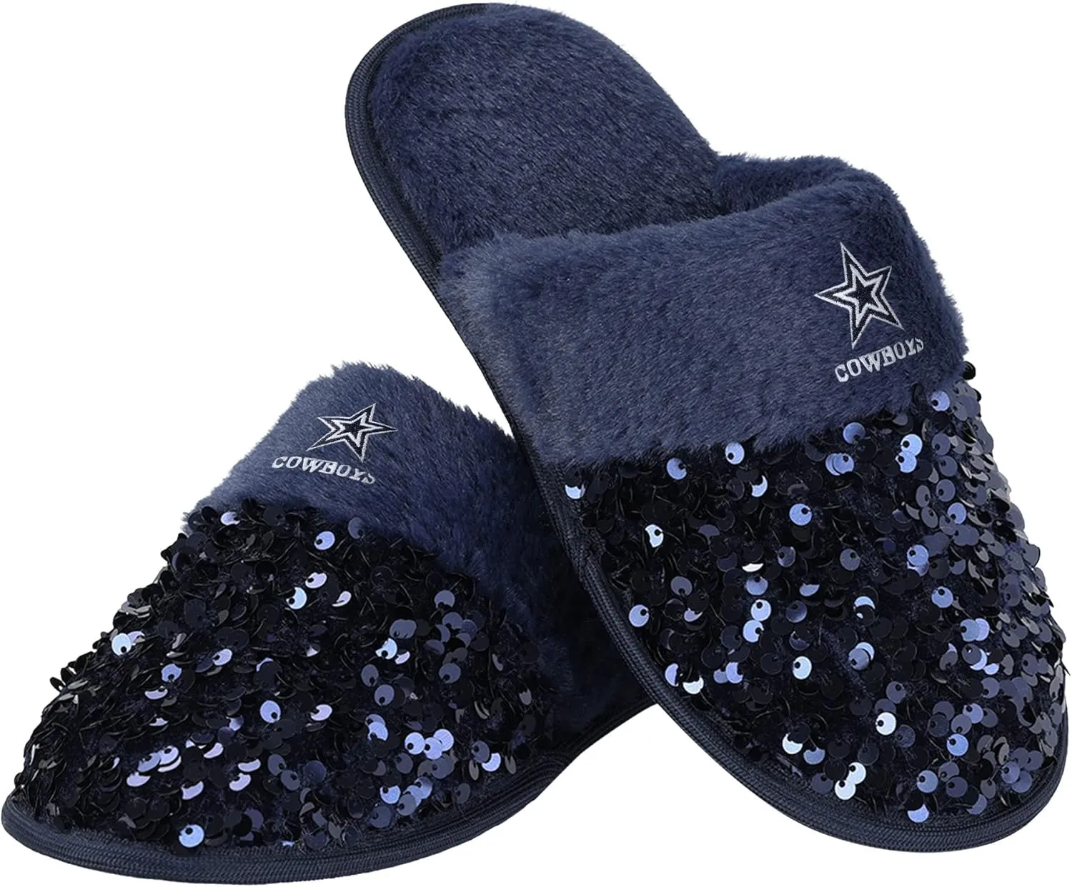FOCO Women's NFL Team Logo Ladies Sequin Fashion Slippers