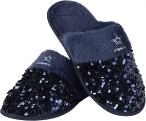 FOCO Women's NFL Team Logo Ladies Sequin Fashion Slippers
