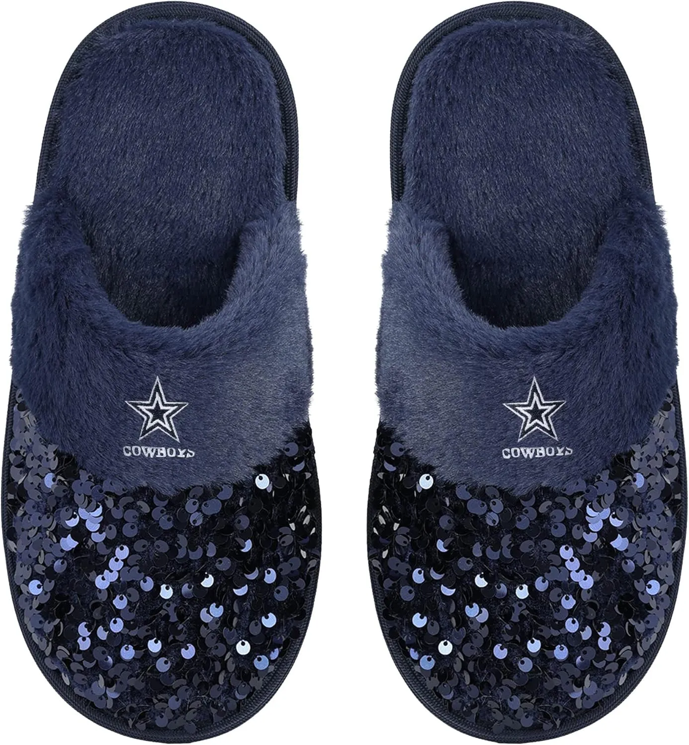 FOCO Women's NFL Team Logo Ladies Sequin Fashion Slippers