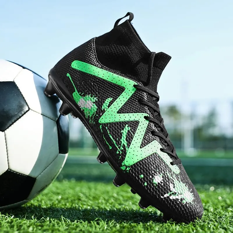 Football Cleats Men, Non-Slip High Top Soccer Shoes Lightweight Shock Resistant Training Boots Sneaker Breathable Professional Turf Shoes Sport Athletic Ground Football Boots Soccer Cleats
