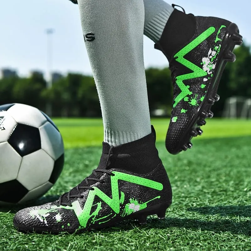 Football Cleats Men, Non-Slip High Top Soccer Shoes Lightweight Shock Resistant Training Boots Sneaker Breathable Professional Turf Shoes Sport Athletic Ground Football Boots Soccer Cleats