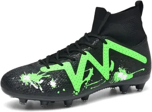 Football Cleats Men, Non-Slip High Top Soccer Shoes Lightweight Shock Resistant Training Boots Sneaker Breathable Professional Turf Shoes Sport Athletic Ground Football Boots Soccer Cleats