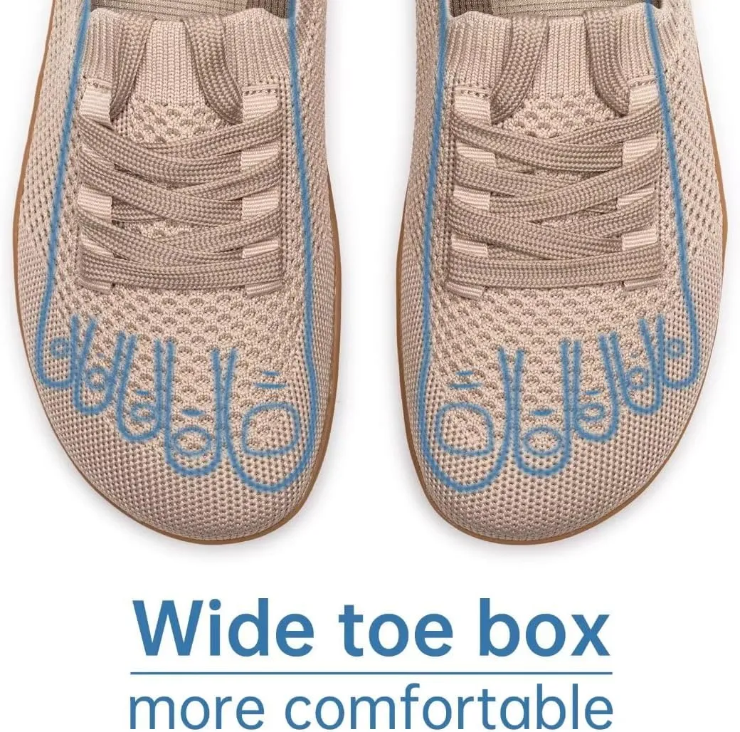 Frank Mully Womens Walking Shoes Wide Toe Box Barefoot Shoes Knitted Fashion Sneaker with Arch Support