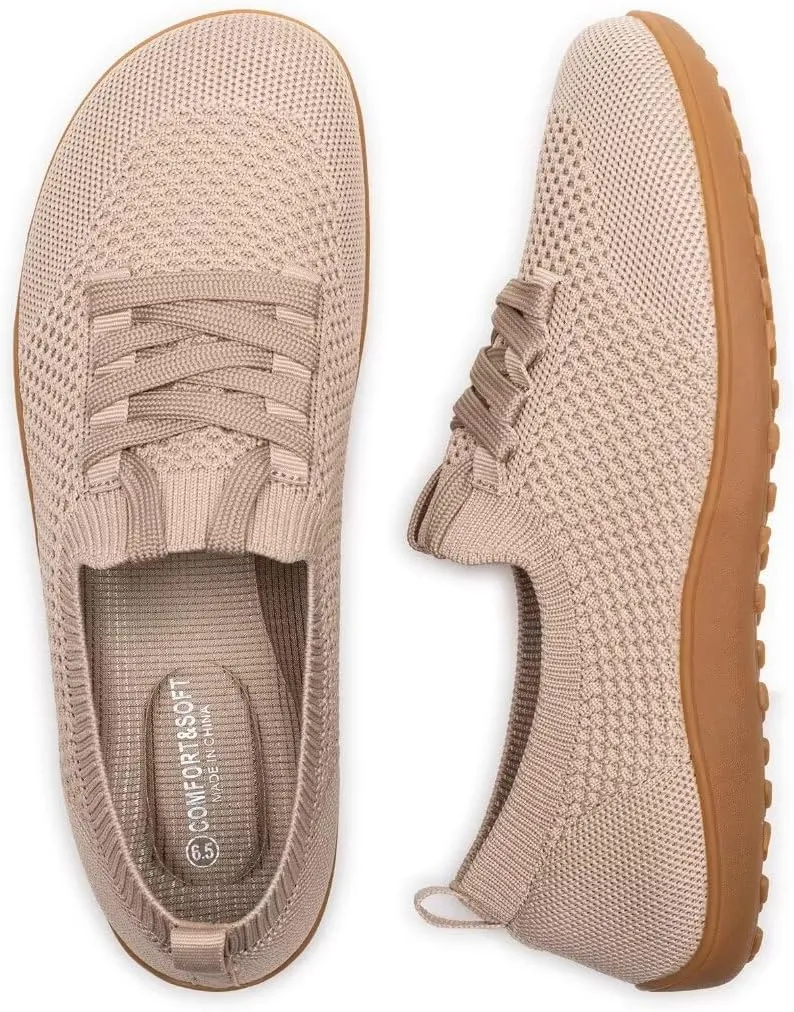 Frank Mully Womens Walking Shoes Wide Toe Box Barefoot Shoes Knitted Fashion Sneaker with Arch Support