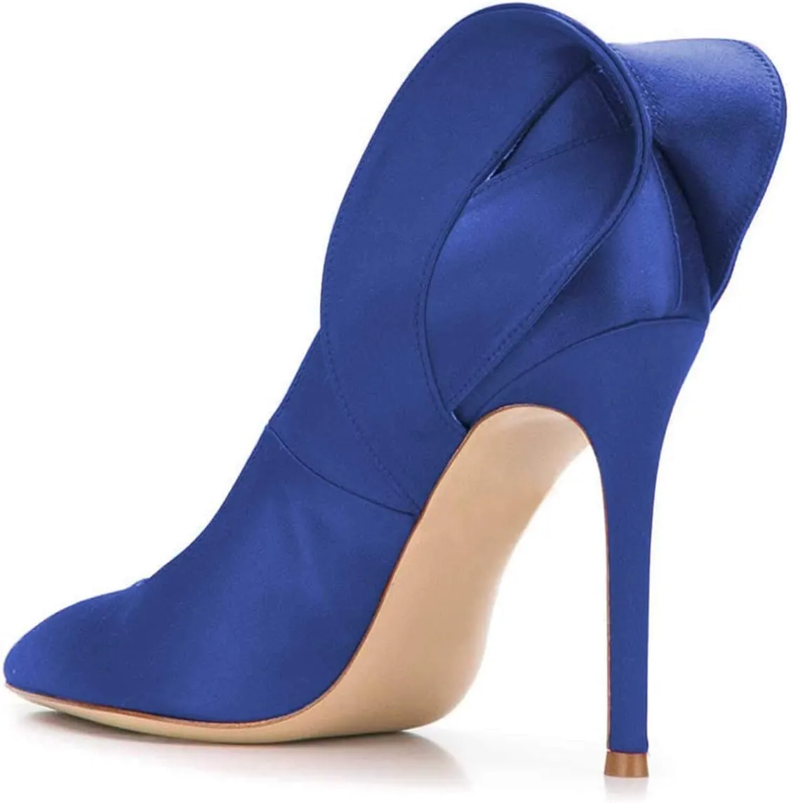 FSJ Women Retro Pointed Toe Slip on Comfort High Thin Heel Satin Pumps Stiletto Dress Office Party Shoes Size 4-15 M US