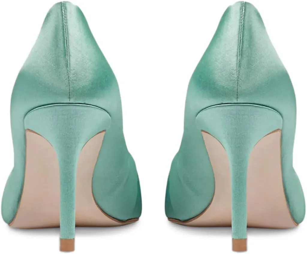 FYS Women's Pointed Toe Folds Pumps Slip on Stiletto High Heels Formal Party Office Evening Shoes Size 4-16 US