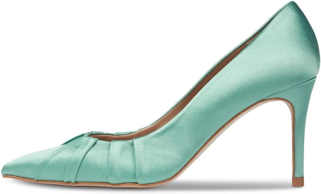 FYS Women's Pointed Toe Folds Pumps Slip on Stiletto High Heels Formal Party Office Evening Shoes Size 4-16 US