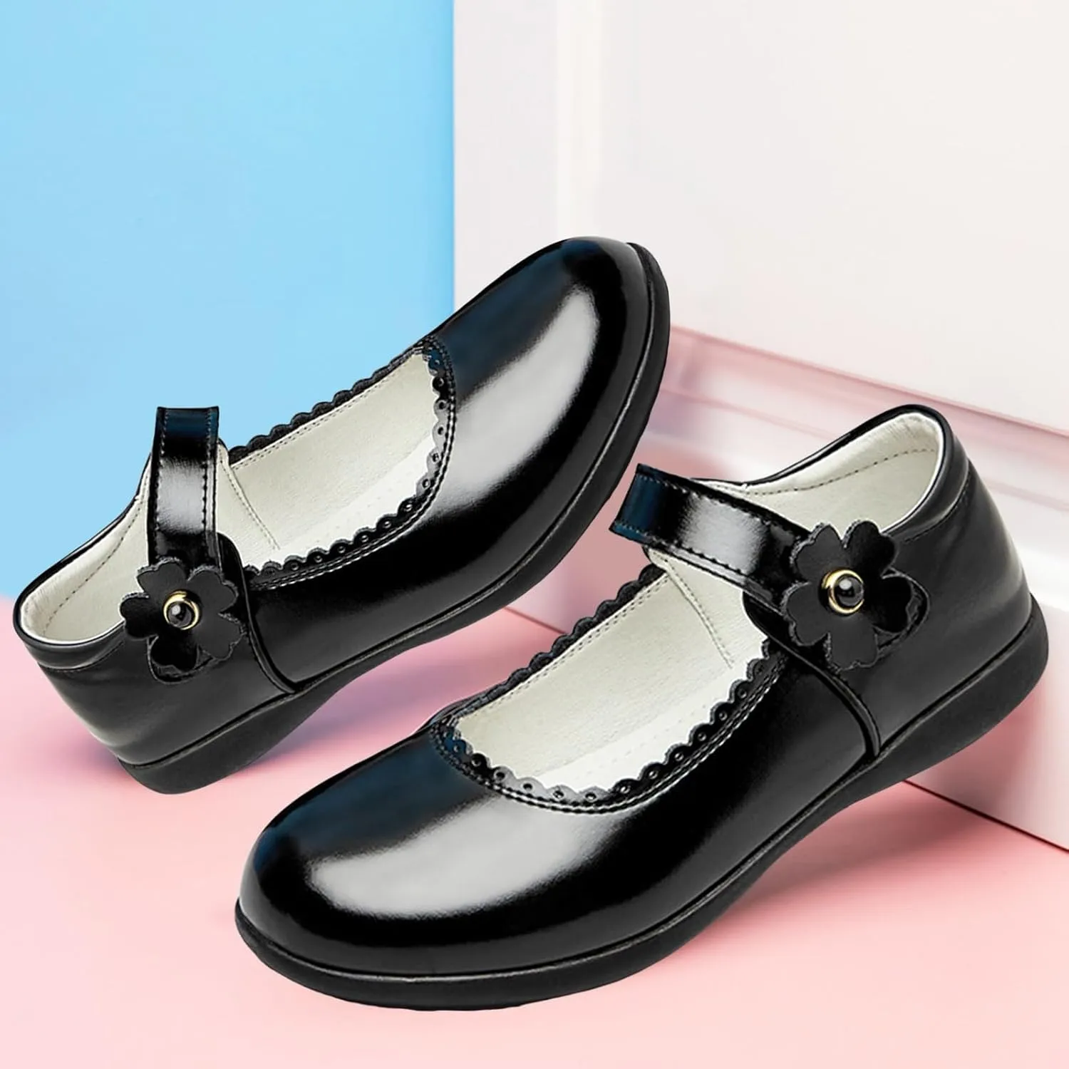 Girls Dress Shoes Mary Jane Double Straps High Heel Wedding Party for Little/Big Kids Sneakers for Girls Size 1 Sneakers