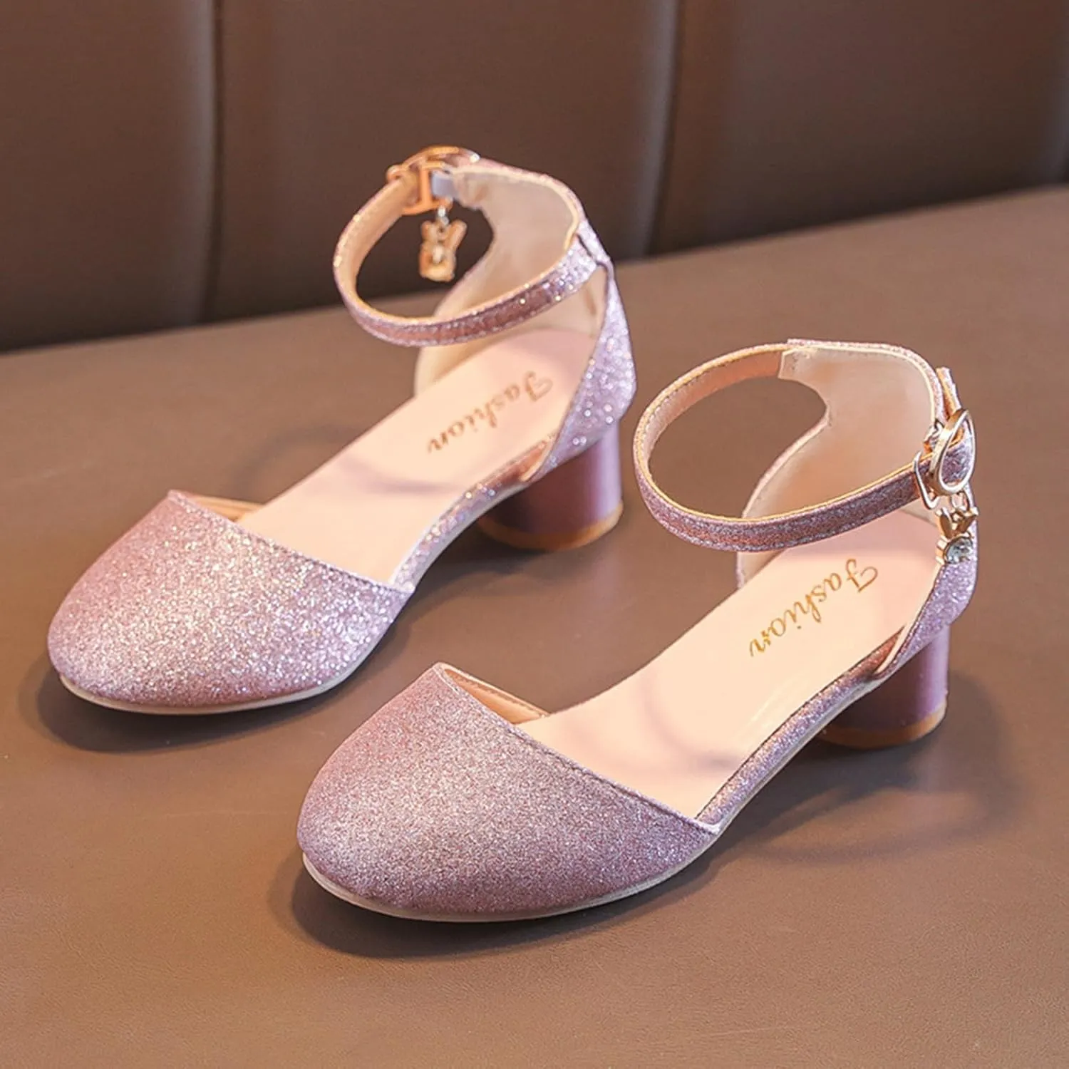 Girls Heels Dress Shoes Buckle Girl Mary Jane Sandals Wedding Party Princess Shoes for Toddler Little Kid
