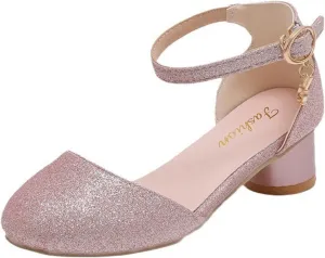 Girls Heels Dress Shoes Buckle Girl Mary Jane Sandals Wedding Party Princess Shoes for Toddler Little Kid