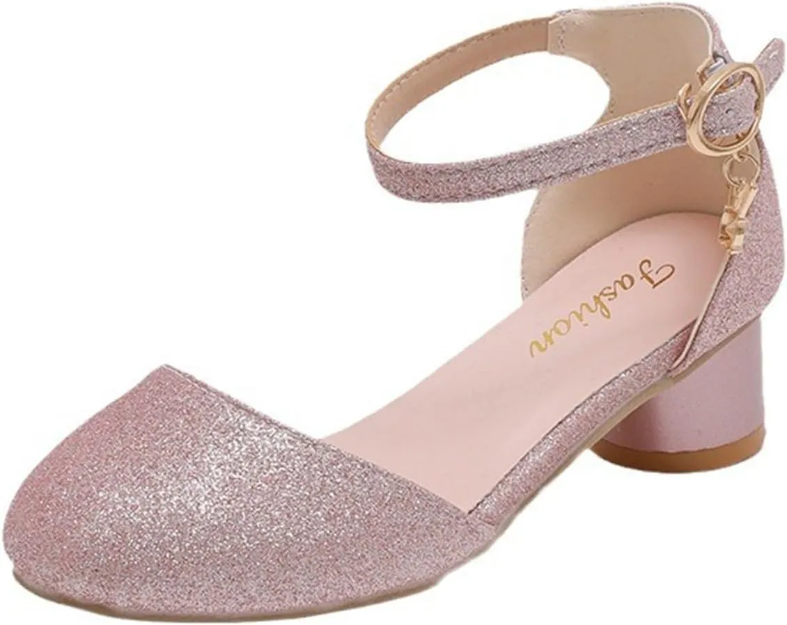 Girls Heels Dress Shoes Buckle Girl Mary Jane Sandals Wedding Party Princess Shoes for Toddler Little Kid