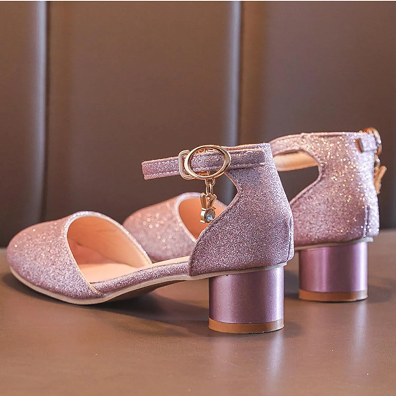 Girls Heels Dress Shoes Buckle Girl Mary Jane Sandals Wedding Party Princess Shoes for Toddler Little Kid