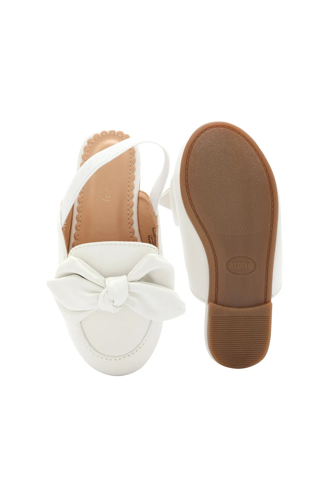 Girls White Bow Mules