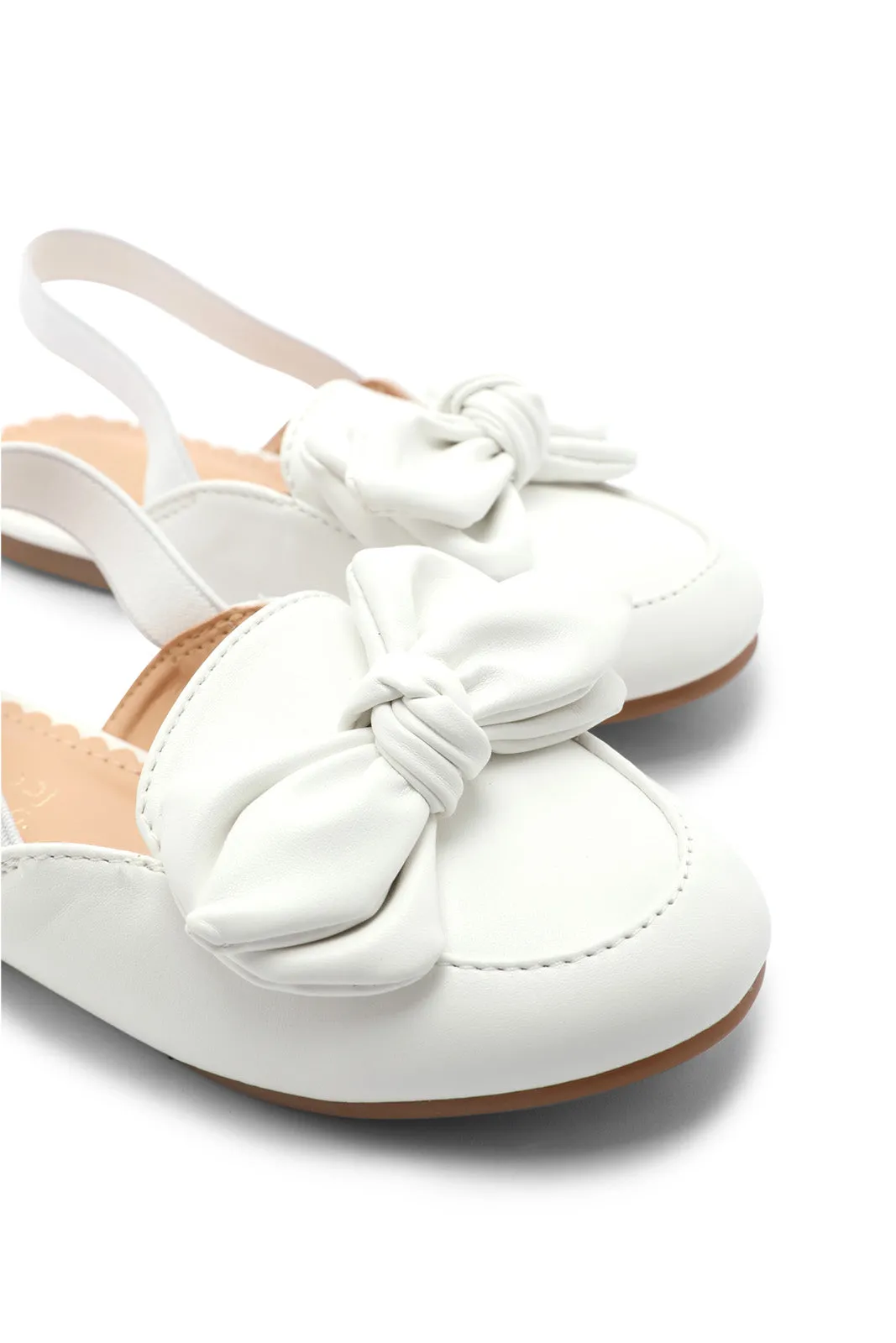 Girls White Bow Mules