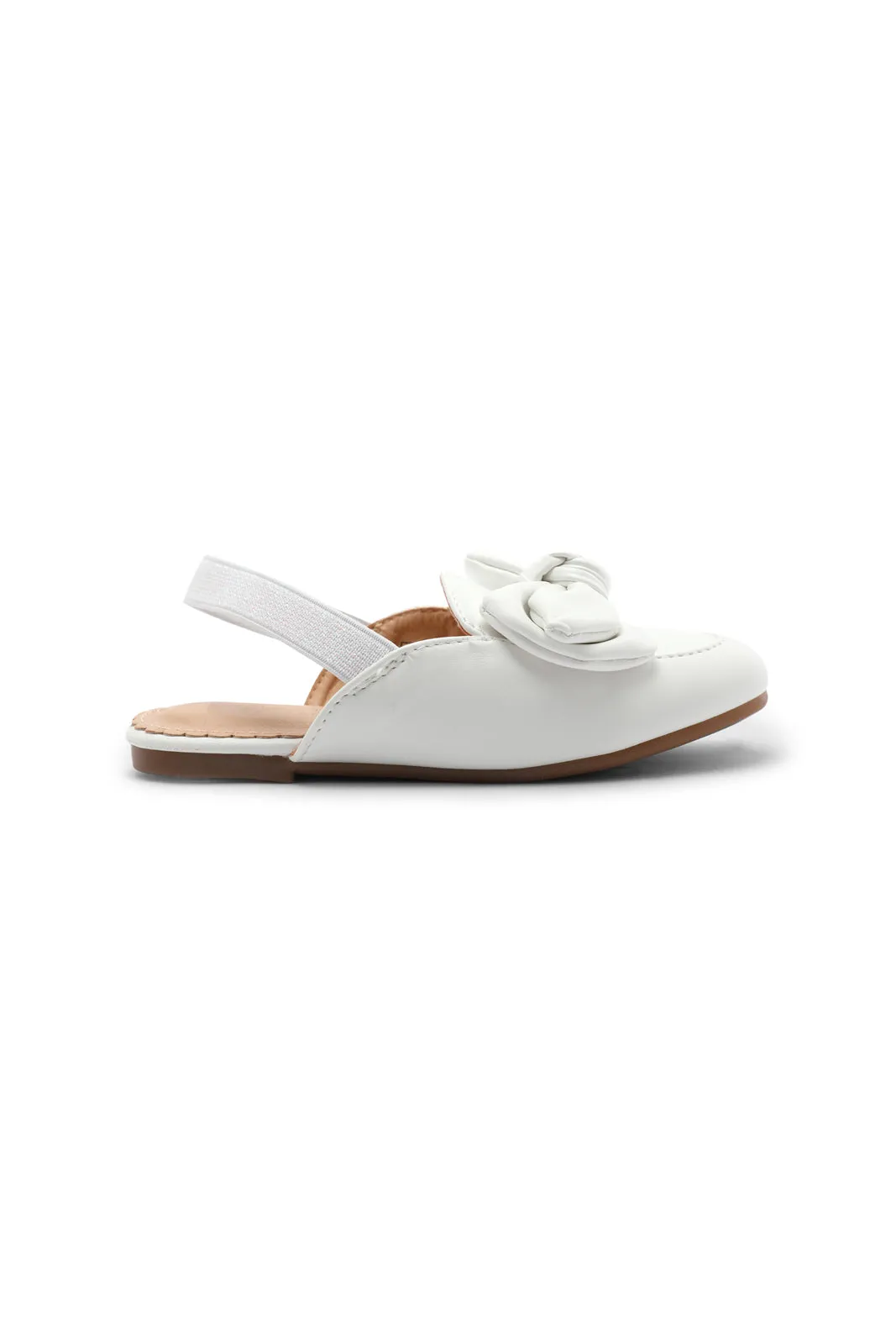 Girls White Bow Mules