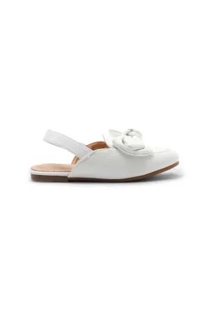 Girls White Bow Mules