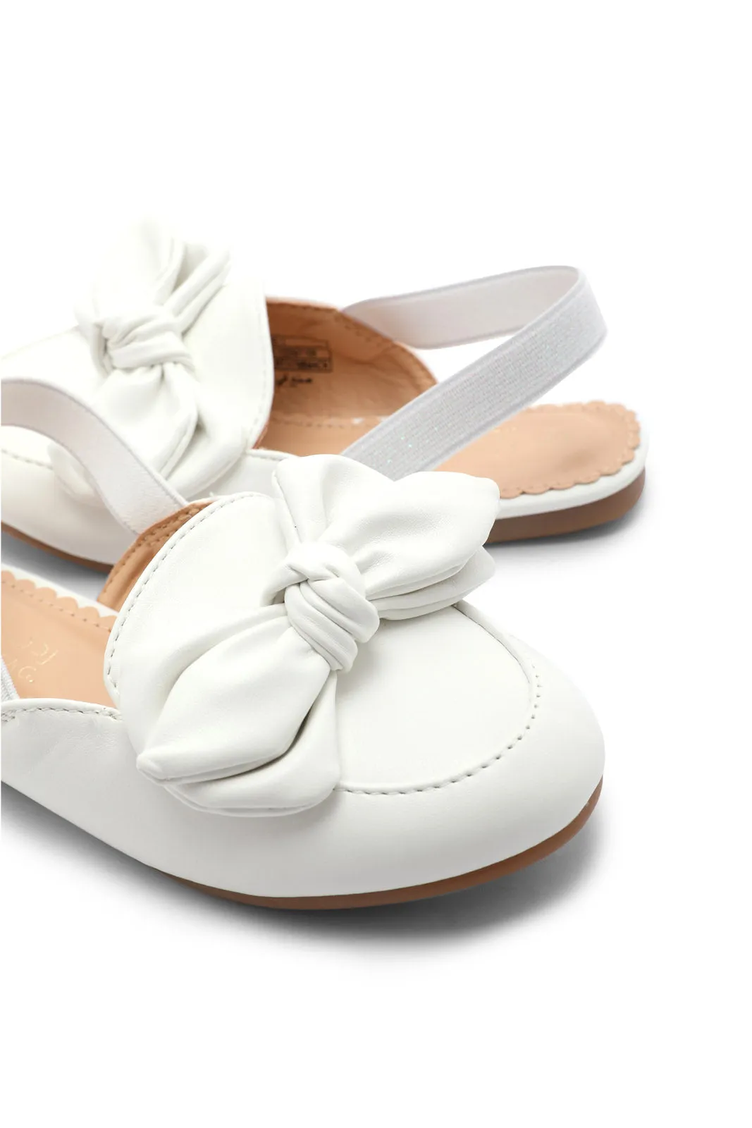 Girls White Bow Mules