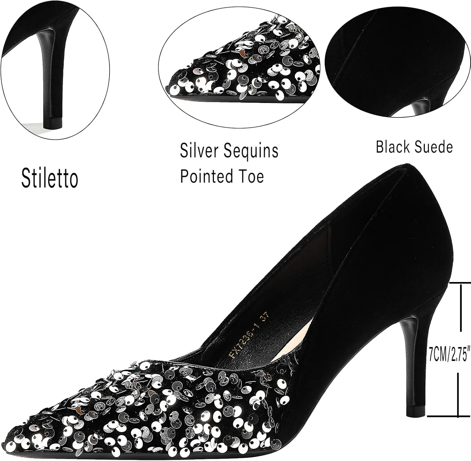 GOSERCE Rhinestone Heels Dressy Women's Stiletto Pointed Toe Pumps Mesh High Heel Pumps Fashion Prom Wedding Evening Party Shoes