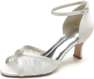 Hanfike Wedding Dress Sandals for Women Low Heel Lace Comfortable Formal Party Shoes JY116