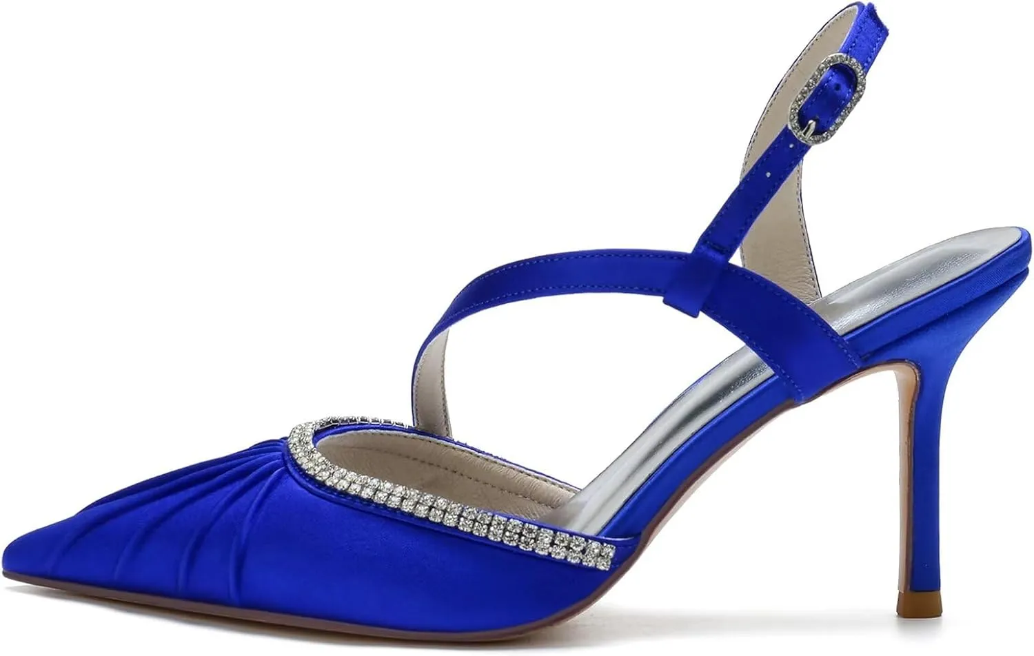 High Heels Pumps Dressy Shoes Women's Pointed Toe Wedding Shoes Ankle Strap Heeled Sandals Stiletto Heels for Bride Bridesmaid