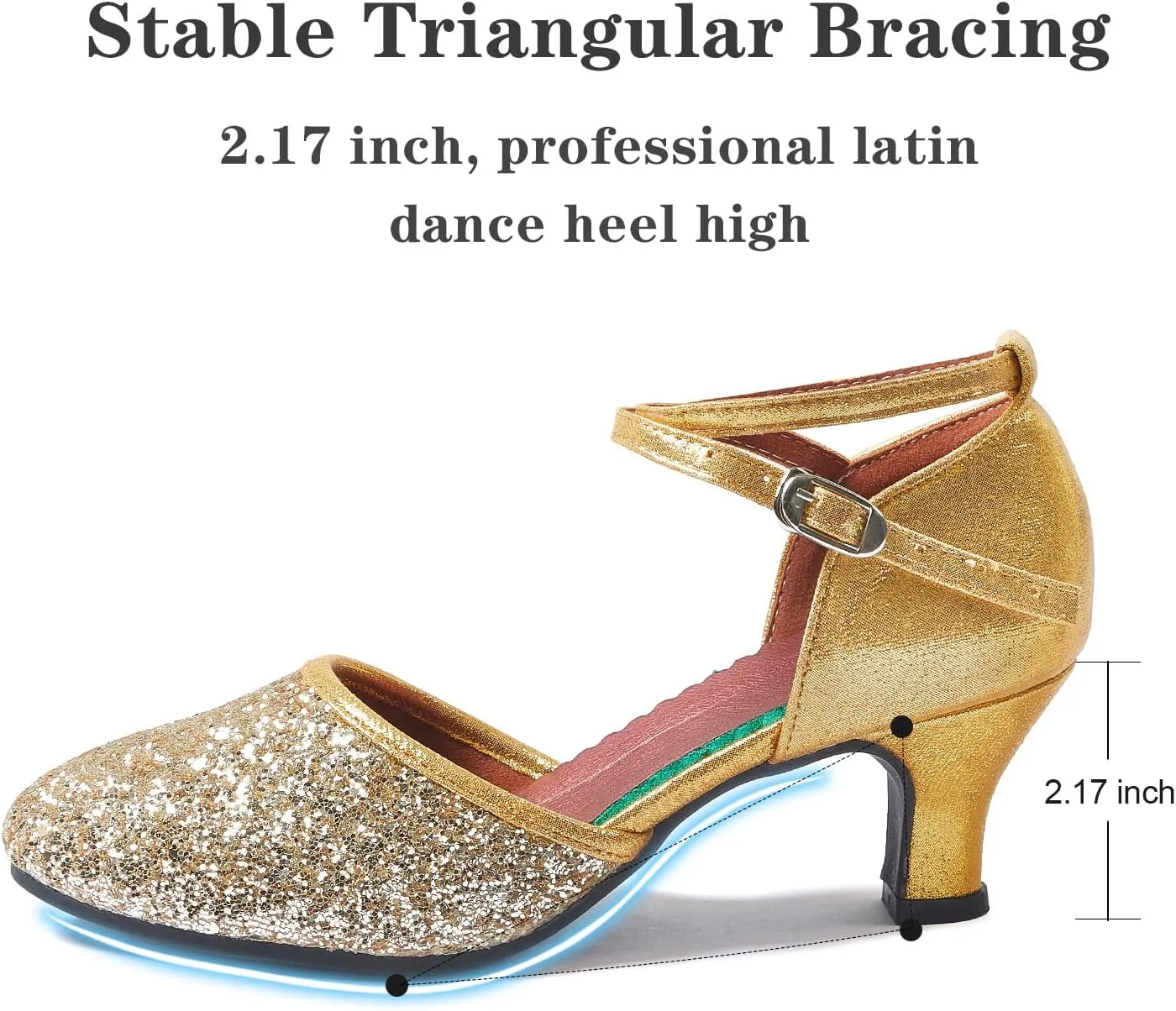 iCKER Womens Latin Dance Shoes Heeled Ballroom Salsa Tango Party Sequin Dance Shoes