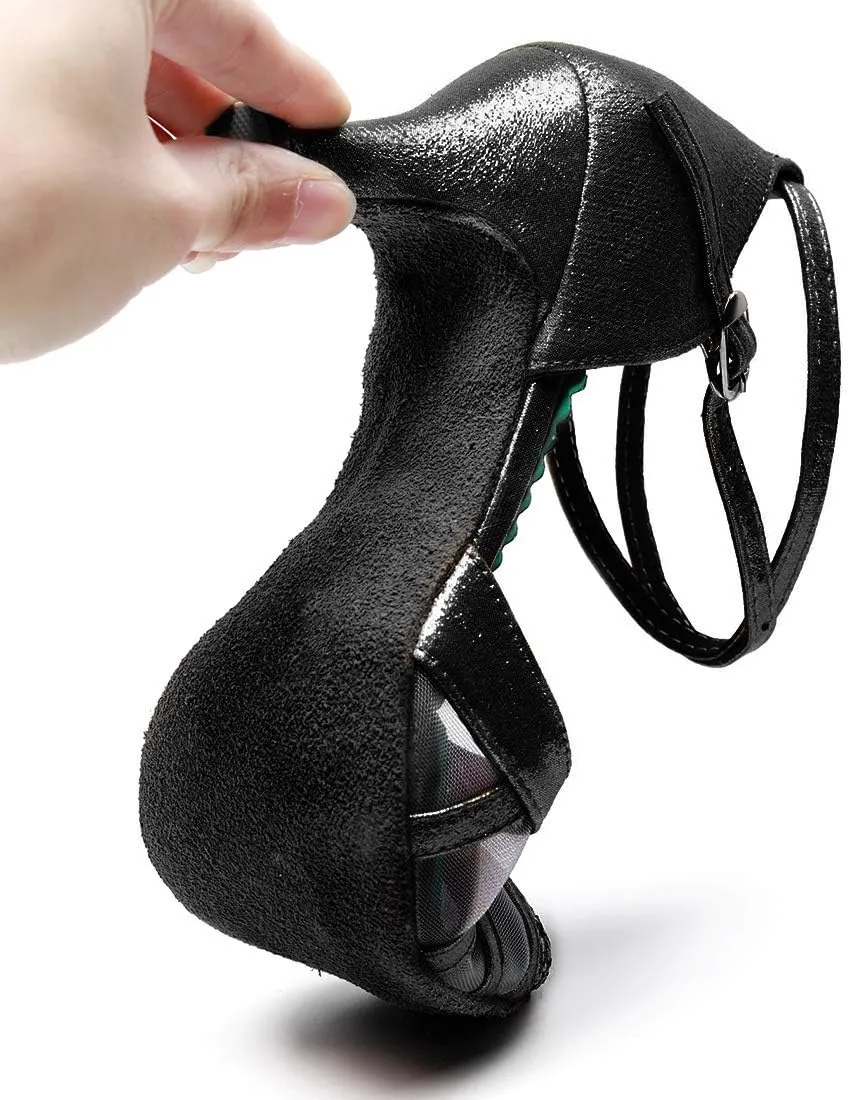 iCKER Womens Latin Dance Shoes Heeled Ballroom Salsa Tango Party Sequin Dance Shoes