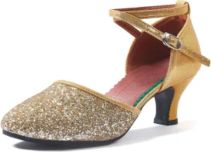 iCKER Womens Latin Dance Shoes Heeled Ballroom Salsa Tango Party Sequin Dance Shoes