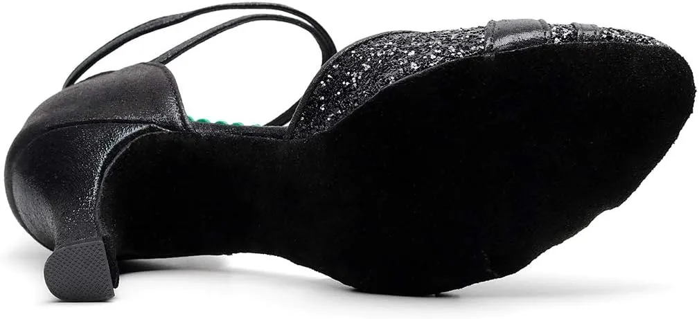 iCKER Womens Latin Dance Shoes Heeled Ballroom Salsa Tango Party Sequin Dance Shoes