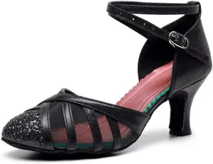 iCKER Womens Latin Dance Shoes Heeled Ballroom Salsa Tango Party Sequin Dance Shoes