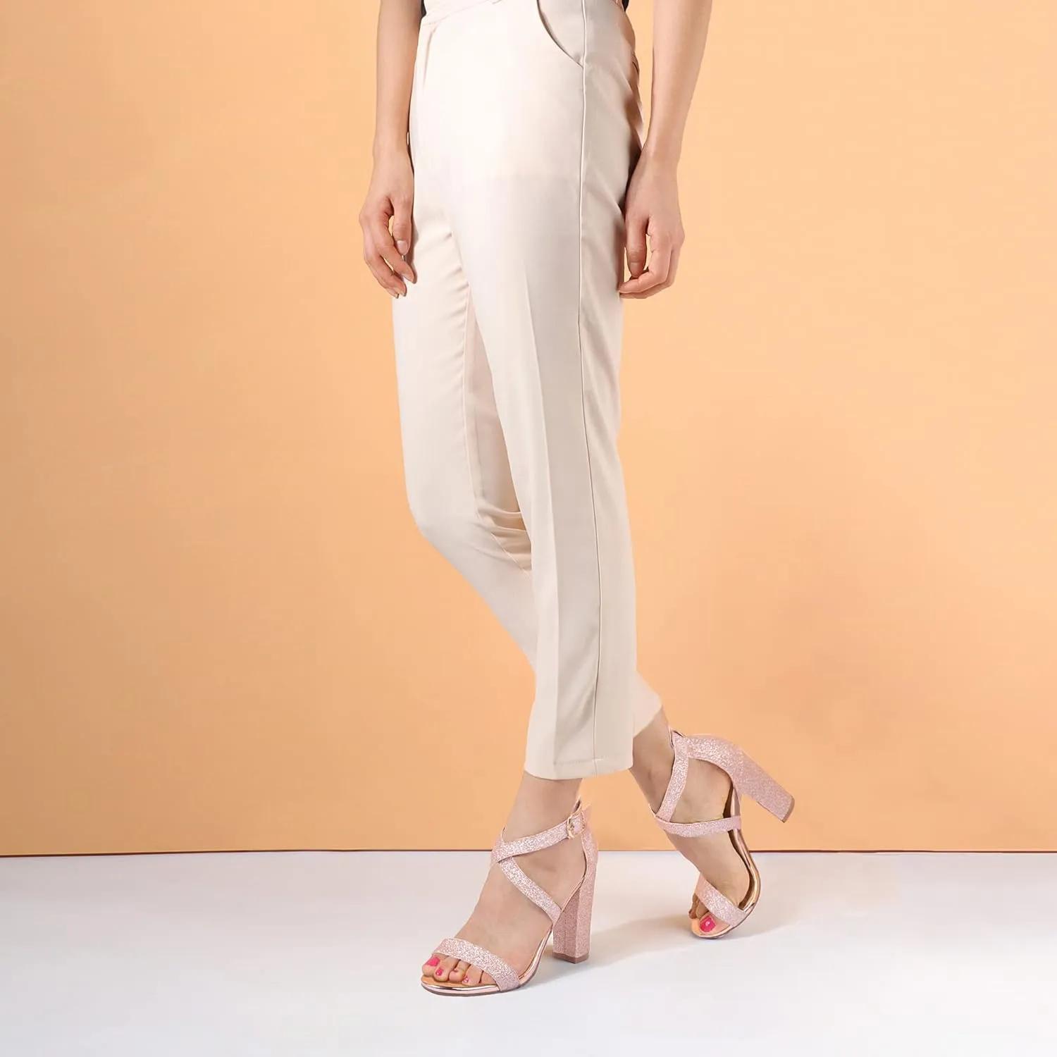 IDIFU Women's Chunky High Heel Sandal Strappy Open Toe Ankle Strap Dress Shoes for Women Bridesmaid Ladies in Wedding Bridal Evening Homecoming Prom