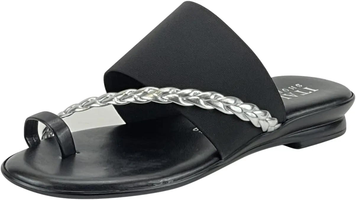 ITALIAN Shoemakers Womens Cari Low Braided Strap Sandal for Women
