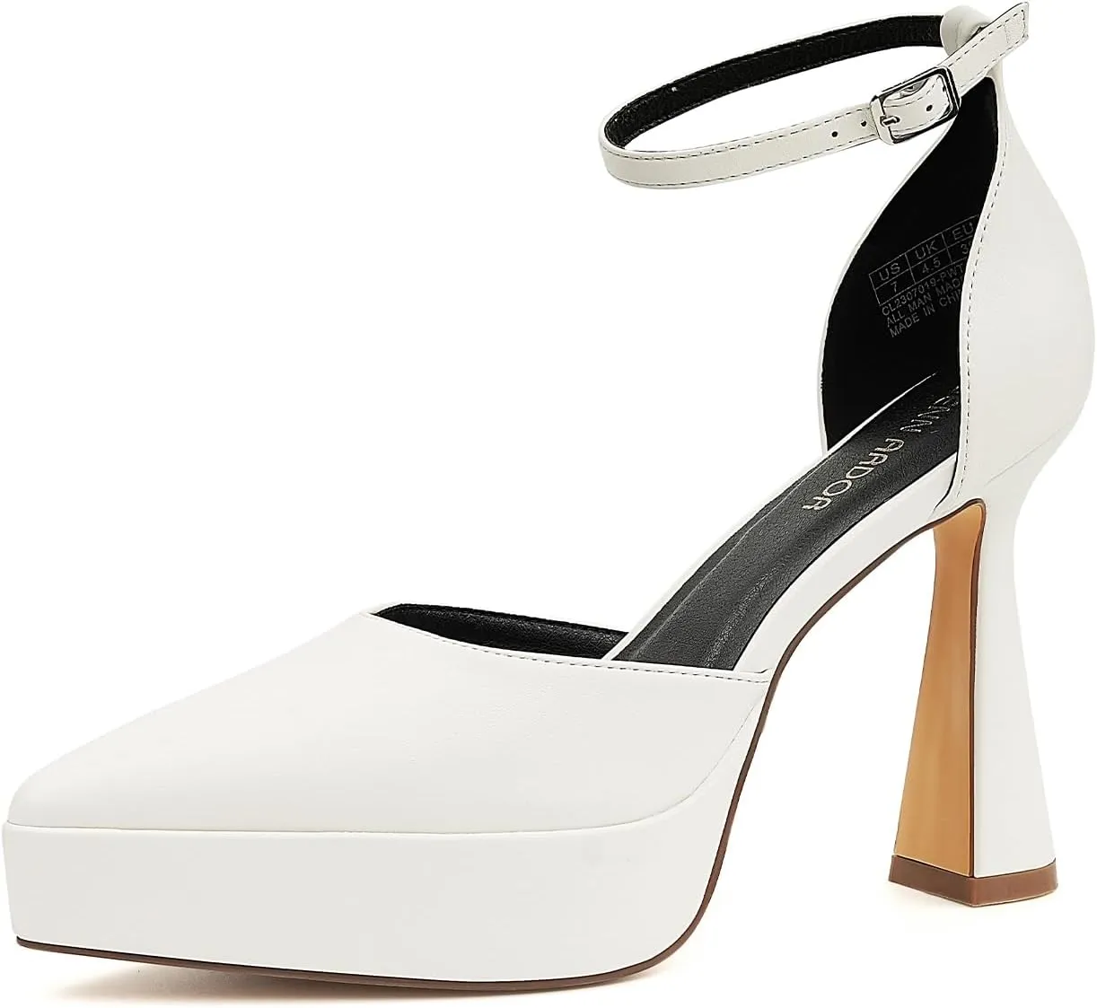 JENN ARDOR Womens High Heels Chunky Block Platform Pumps Pointed Closed Toe Ankle Strap Dressy Sandals for Women Comfortable Sexy Weddings Parties 4.5inch Shoes