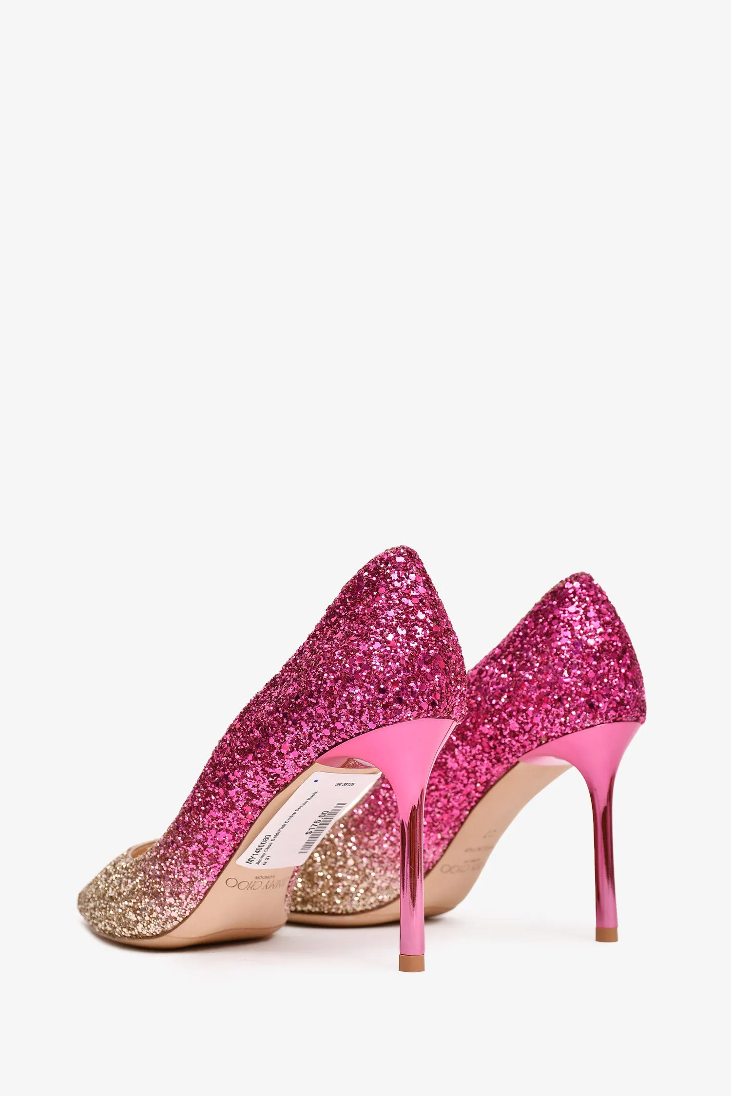 Jimmy Choo Gold/Pink Ombre Sequin Heels Size 37