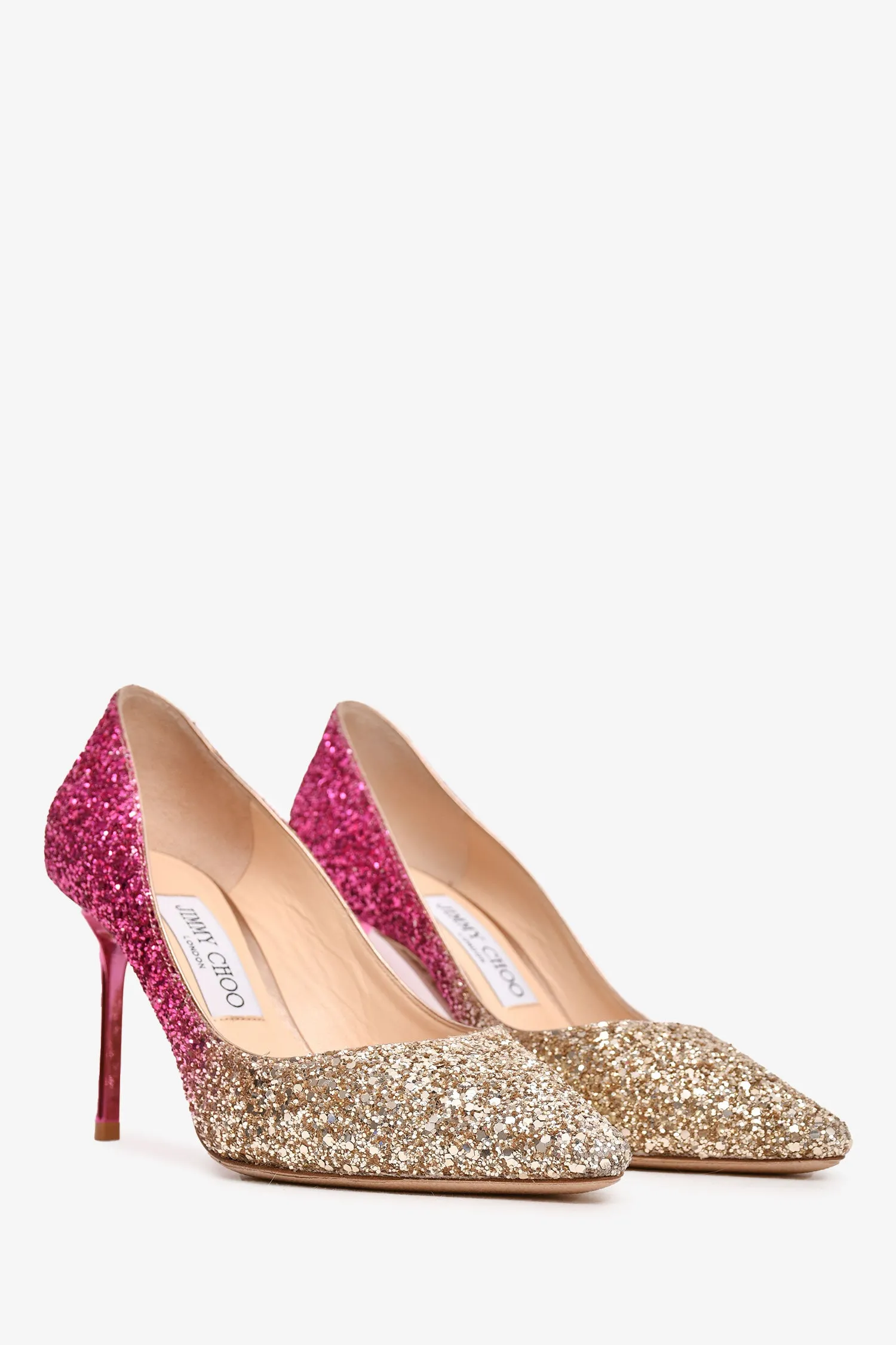 Jimmy Choo Gold/Pink Ombre Sequin Heels Size 37