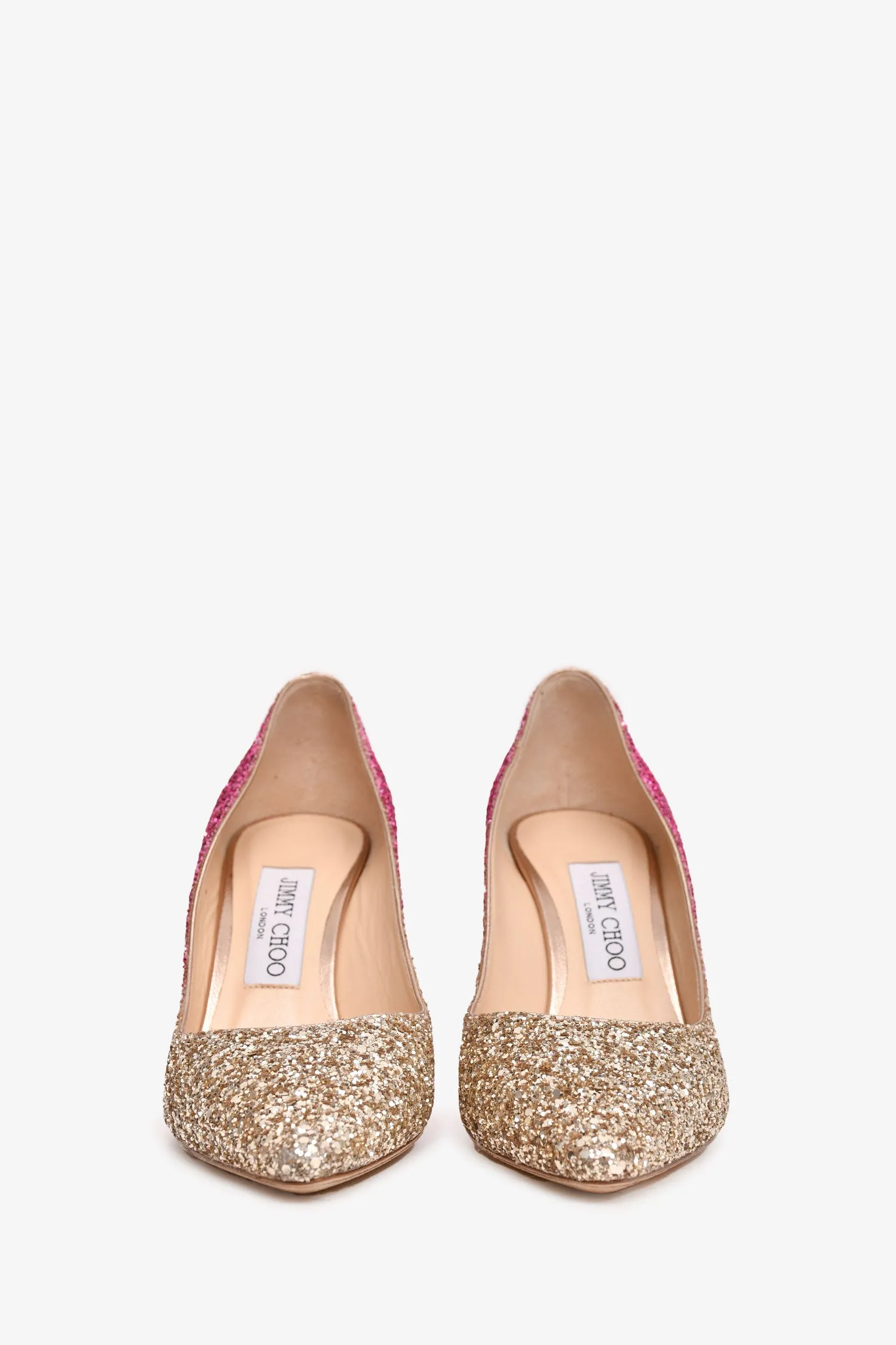 Jimmy Choo Gold/Pink Ombre Sequin Heels Size 37