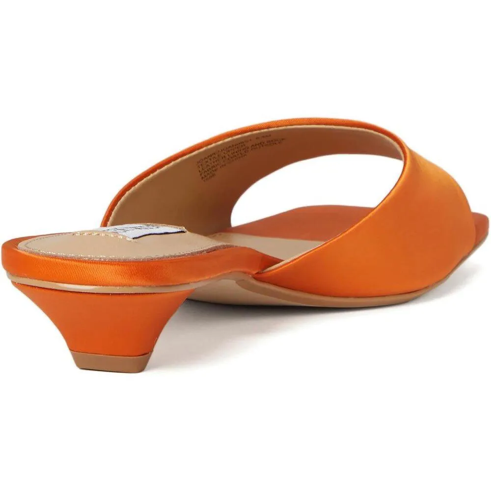 Joanie Orange Satin Kitten Heel Sandals