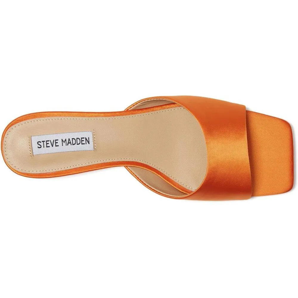 Joanie Orange Satin Kitten Heel Sandals
