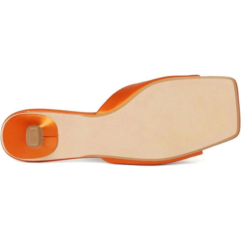 Joanie Orange Satin Kitten Heel Sandals