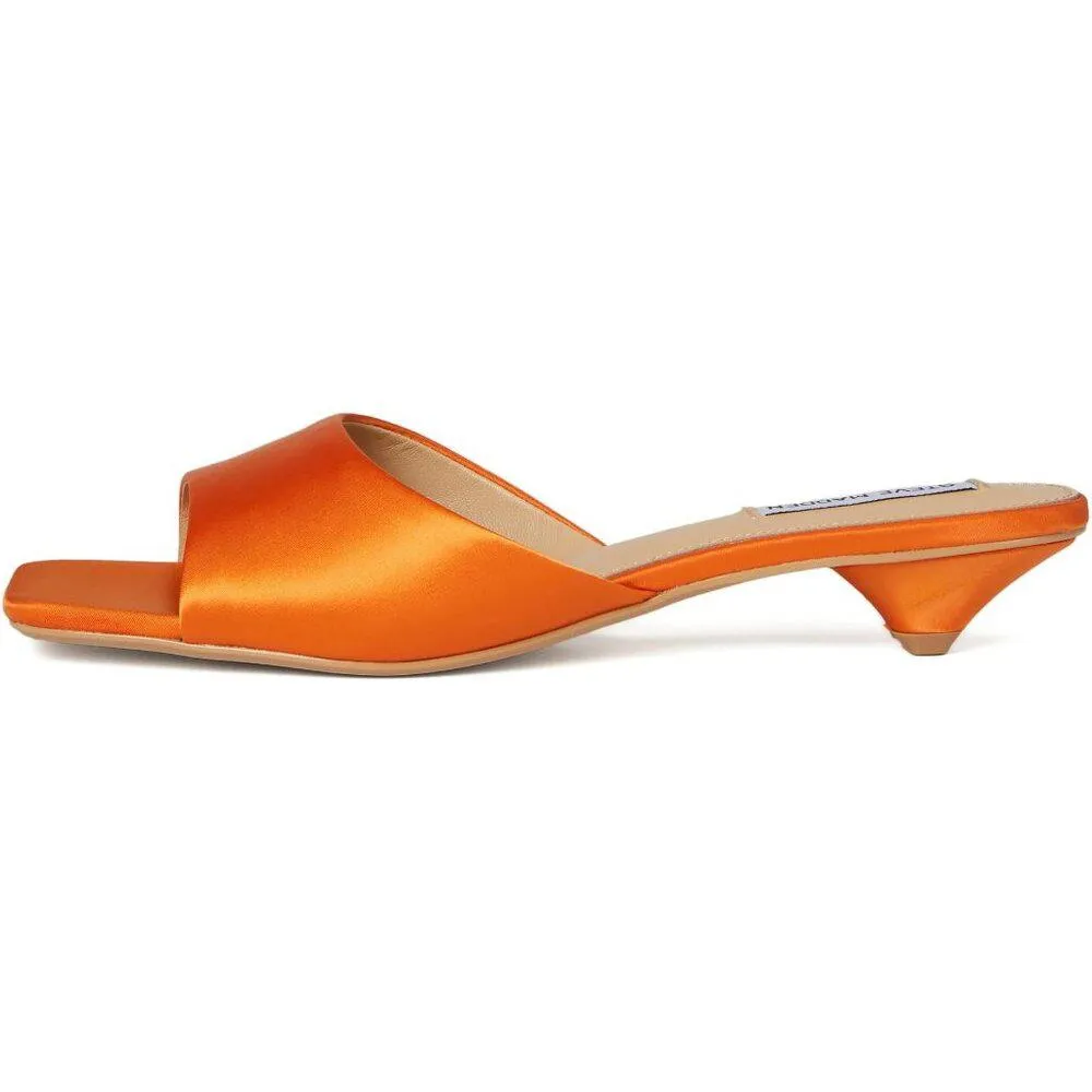 Joanie Orange Satin Kitten Heel Sandals