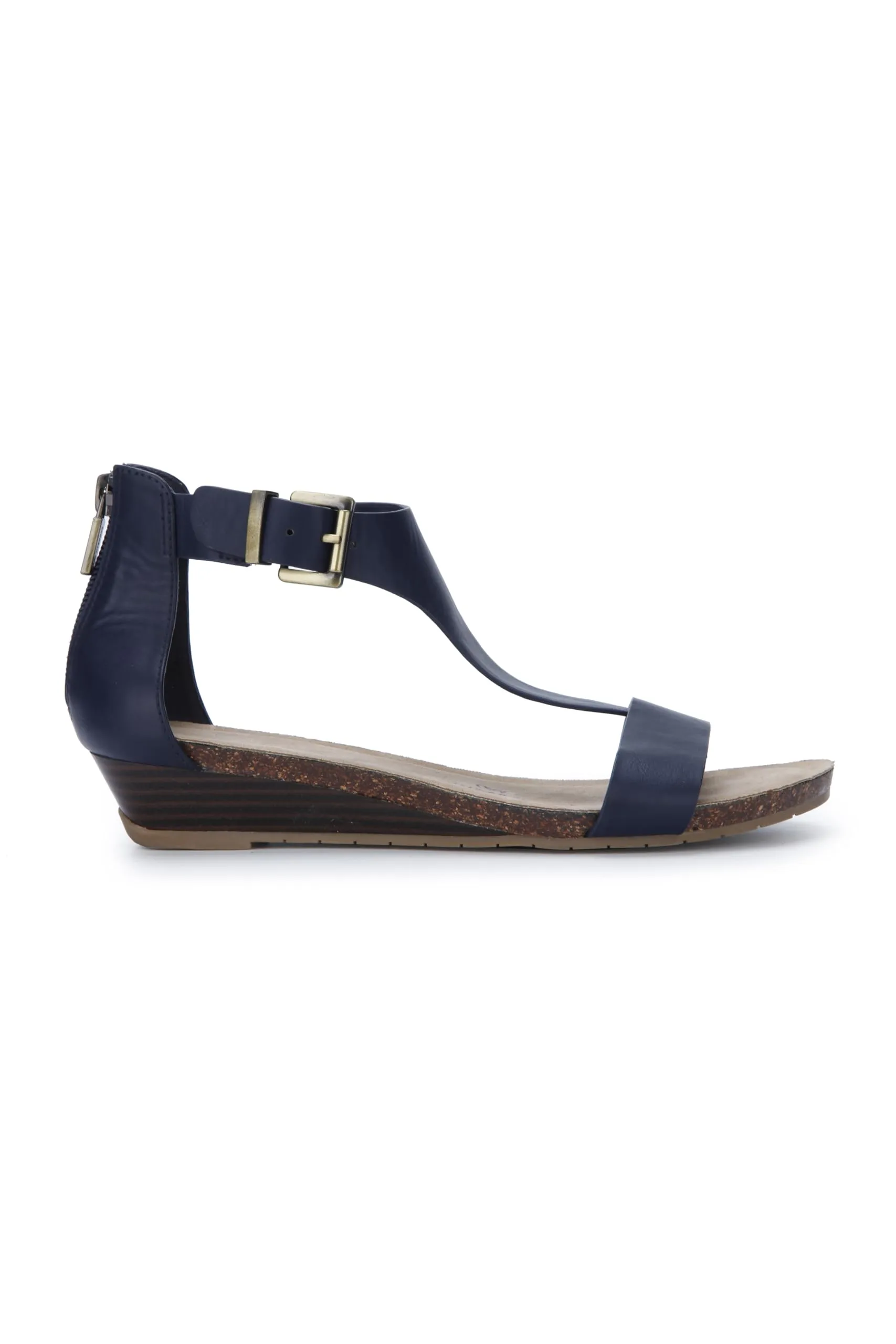 Kenneth Cole REACTION Women's Great Gal T-Strap Wedge Sandal, Navy, 9 M US