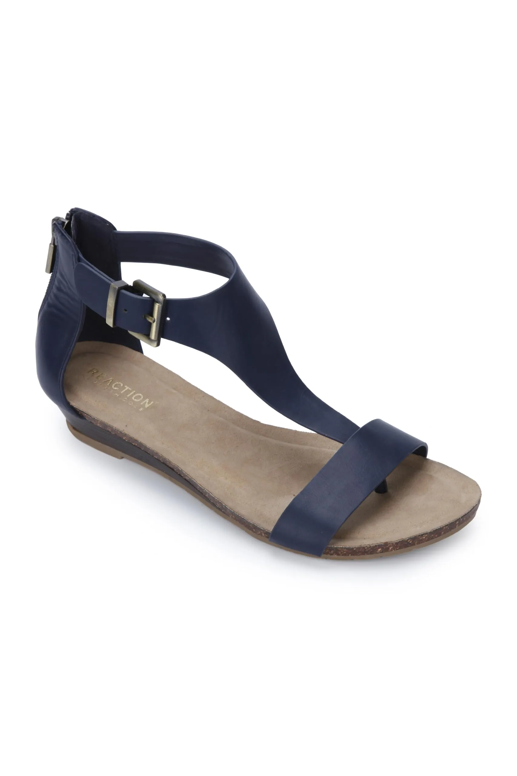 Kenneth Cole REACTION Women's Great Gal T-Strap Wedge Sandal, Navy, 9 M US