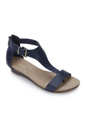 Kenneth Cole REACTION Women's Great Gal T-Strap Wedge Sandal, Navy, 9 M US